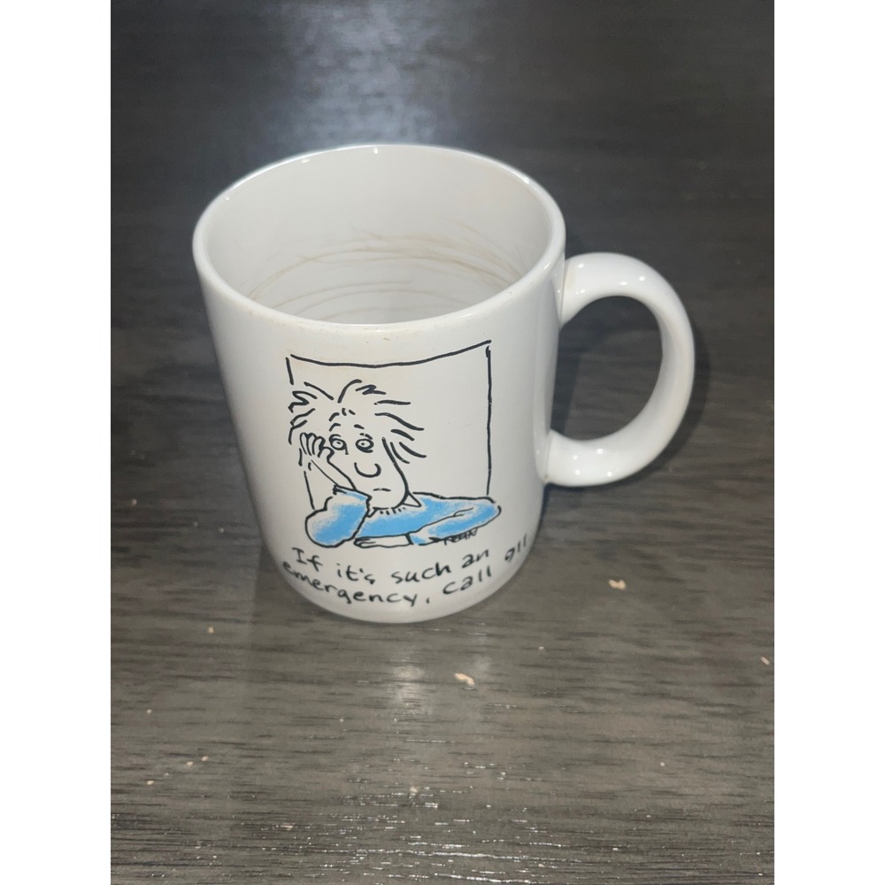 Shoebox Greetings White Coffee Mug Vintage 1988 Hallmark Emergency 911 Humor